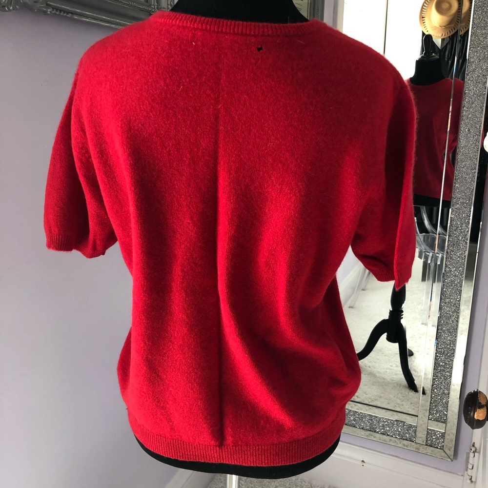 🚫SOLD🚫 Vintage red cashmere short sleeve sweater - Picture 2 of 3